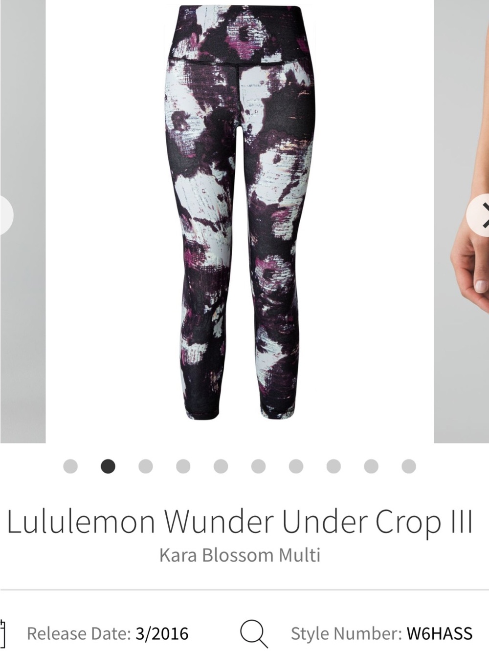 NWT Lululemon Wunder Under Crop III Legging Kara Blossom Multi - size 8